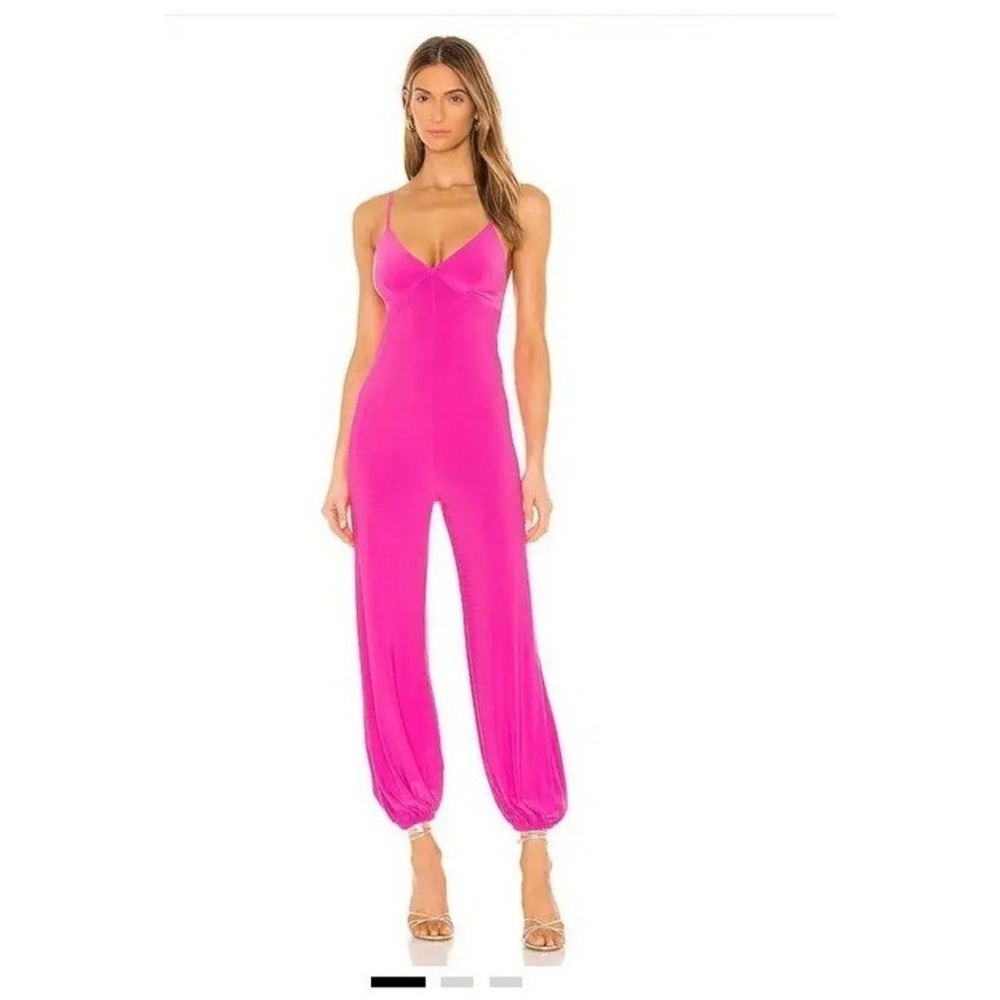 Norma Kamali Jumpsuit Size Small /36 Pink V-Neck Spaghetti Strap Harem